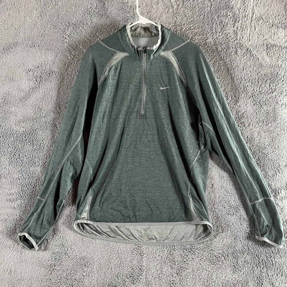 Nike Dri-Fit 1/2 Zip Pullover Mens XL Gray Heather Lined Performance Mock Neck